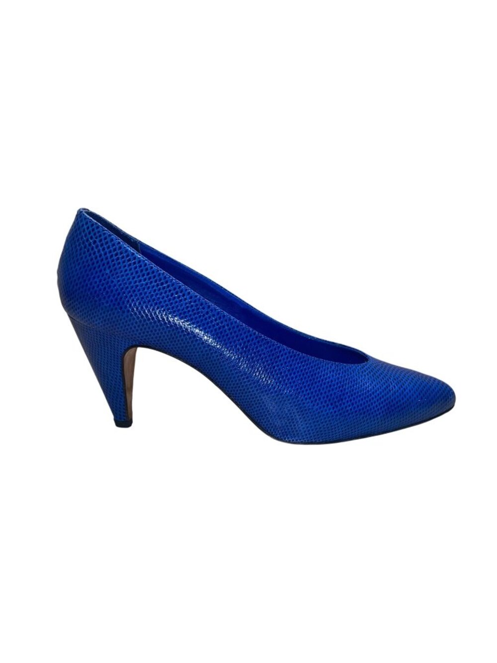 Vida Made In Italy Women’s Navy Leather Snake Print Pointed-Toe Pumps Size 9M